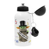 Yoda happy new year, Metal water bottle, White, aluminum 500ml