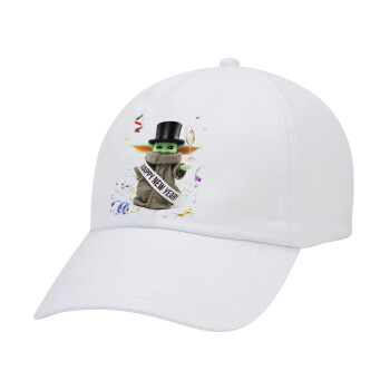 Yoda happy new year, Καπέλο Ενηλίκων Baseball Λευκό 5-φύλλο (POLYESTER, ΕΝΗΛΙΚΩΝ, UNISEX, ONE SIZE)