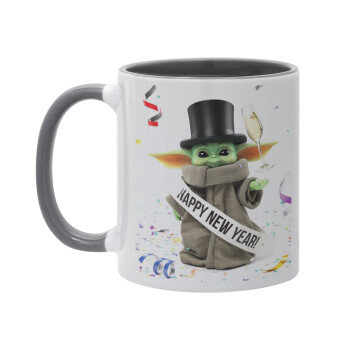 Yoda happy new year, Mug colored grey, ceramic, 330ml