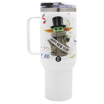 Yoda happy new year, Mega Stainless steel Tumbler with lid, double wall 1,2L