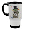 Yoda happy new year, Stainless steel travel mug with lid, double wall (warm) white 450ml