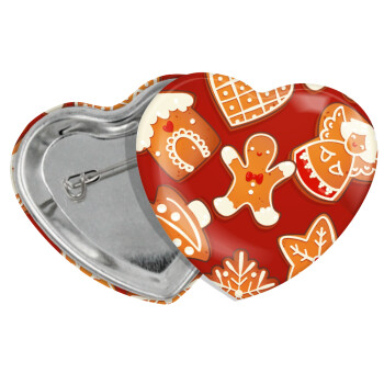 xmas cookies, Κονκάρδα παραμάνα καρδιά (57x52mm)