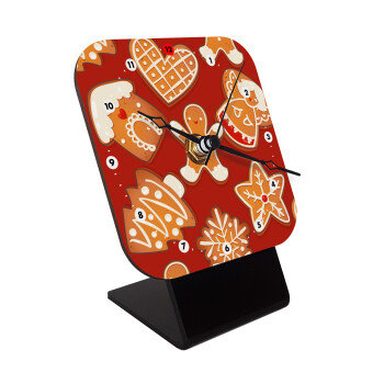 xmas cookies, Quartz Wooden table clock with hands (10cm)