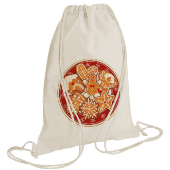 xmas cookies, Backpack bag GYMBAG natural (28x40cm)