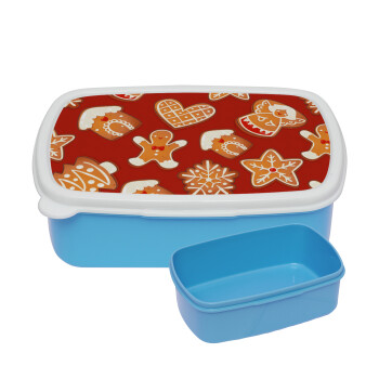 xmas cookies, ΜΠΛΕ παιδικό δοχείο φαγητού (lunchbox) πλαστικό (BPA-FREE) Lunch Βox M18 x Π13 x Υ6cm