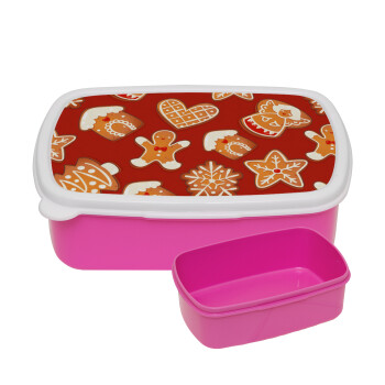 xmas cookies, ΡΟΖ παιδικό δοχείο φαγητού (lunchbox) πλαστικό (BPA-FREE) Lunch Βox M18 x Π13 x Υ6cm