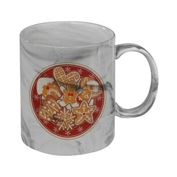 xmas cookies, Κούπα κεραμική, marble style (μάρμαρο), 330ml
