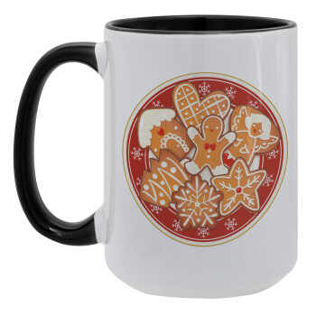 xmas cookies, Κούπα Mega 15oz, κεραμική Μαύρη, 450ml