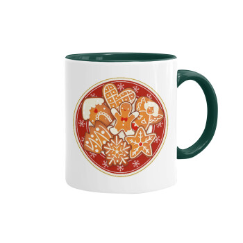xmas cookies, Mug colored green, ceramic, 330ml
