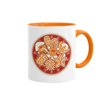 xmas cookies, Mug colored orange, ceramic, 330ml