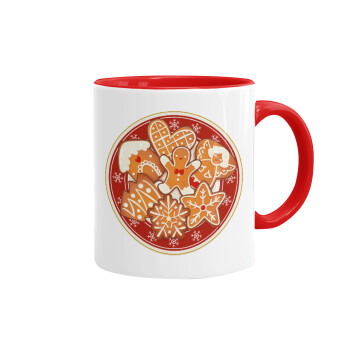 xmas cookies, Mug colored red, ceramic, 330ml