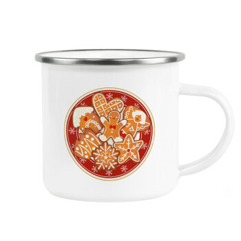 xmas cookies, Metallic enamel cup white 360ml
