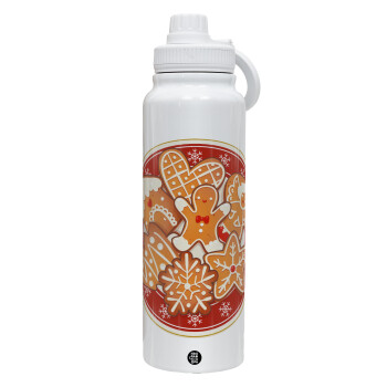 xmas cookies, 1L Stainless Steel Thermal Bottle with Phone Holder & Double Wall Insulation
