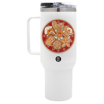 xmas cookies, Mega Tumbler με καπάκι, διπλού τοιχώματος (θερμό) 1,2L