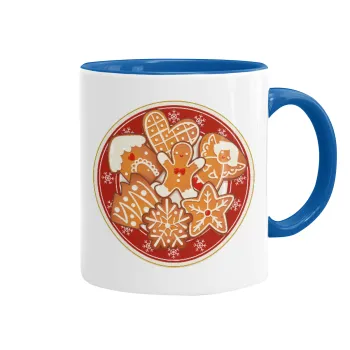 xmas cookies, Mug colored blue, ceramic, 330ml