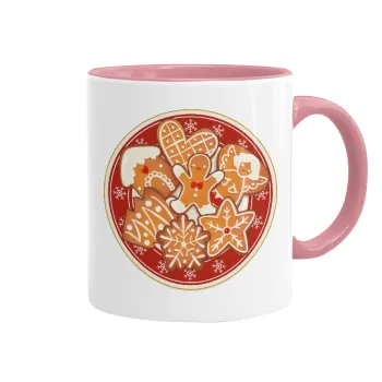 xmas cookies, Mug colored pink, ceramic, 330ml