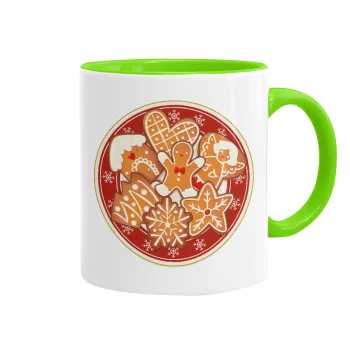 xmas cookies, Mug colored light green, ceramic, 330ml