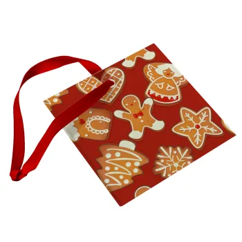 xmas cookies, Στολίδι Χριστουγεννιάτικο στολίδι γυάλινο τετράγωνο 9x9cm