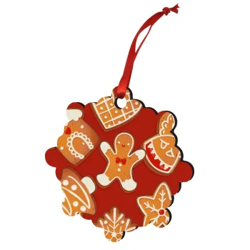 xmas cookies, Christmas ornament snowflake wooden 7.5cm