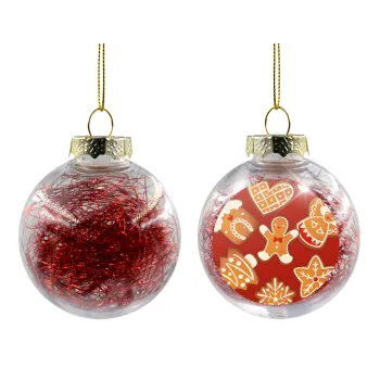 xmas cookies, Transparent Christmas tree ball ornament with red filling 8cm