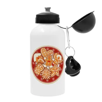 xmas cookies, Μεταλλικό παγούρι νερού, Λευκό, αλουμινίου 500ml