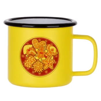 xmas cookies, Metallic enamel MATT Yellow cup 360ml