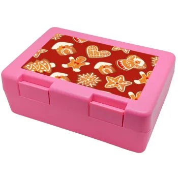 xmas cookies, Παιδικό δοχείο κολατσιού ΡΟΖ 185x128x65mm (BPA free πλαστικό)