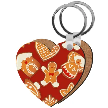 xmas cookies, Μπρελόκ Ξύλινο καρδιά MDF