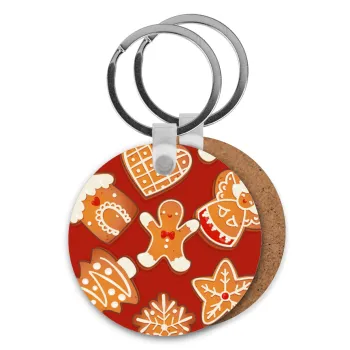 xmas cookies, Μπρελόκ Ξύλινο στρογγυλό MDF Φ5cm