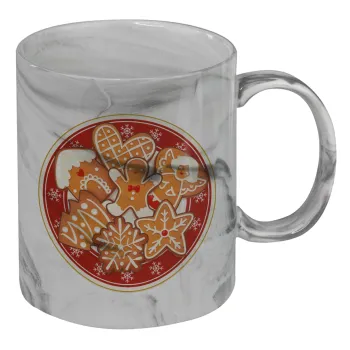 xmas cookies, Mug ceramic marble style, 330ml