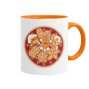 xmas cookies, Κούπα χρωματιστή πορτοκαλί, κεραμική, 330ml