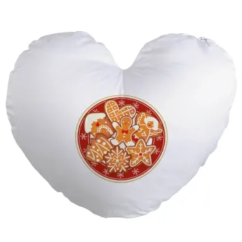 xmas cookies, Μαξιλάρι καναπέ καρδιά 40x40cm περιέχεται το  γέμισμα