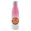 Μεταλλικό παγούρι θερμός Ροζ/Λευκό (Stainless steel), διπλού τοιχώματος, 500ml