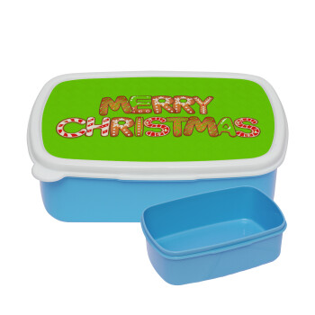 xmas μπισκότα, ΜΠΛΕ παιδικό δοχείο φαγητού (lunchbox) πλαστικό (BPA-FREE) Lunch Βox M18 x Π13 x Υ6cm