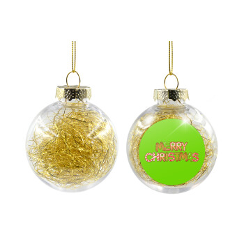xmas μπισκότα, Χριστουγεννιάτικη μπάλα δένδρου διάφανη με χρυσό γέμισμα 8cm