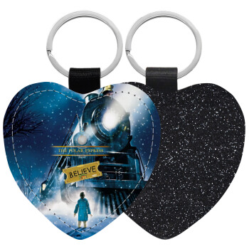 Το πολικό εξπρές, Μπρελόκ PU δερμάτινο glitter καρδιά ΜΑΥΡΟ