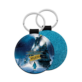 The Polar Express, Μπρελόκ Δερματίνη, στρογγυλό ΜΠΛΕ (5cm)