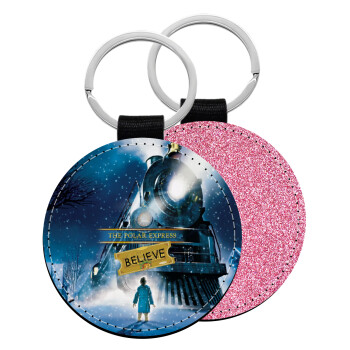 The Polar Express, Μπρελόκ Δερματίνη, στρογγυλό ΡΟΖ (5cm)