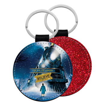 The Polar Express, Μπρελόκ Δερματίνη, στρογγυλό ΚΟΚΚΙΝΟ (5cm)