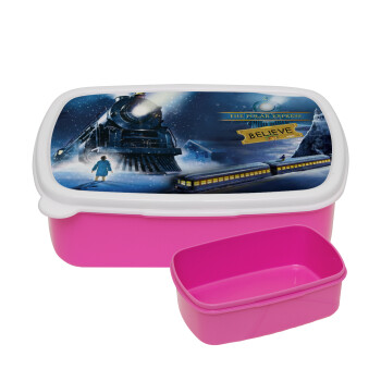 Το πολικό εξπρές, ΡΟΖ παιδικό δοχείο φαγητού (lunchbox) πλαστικό (BPA-FREE) Lunch Βox M18 x Π13 x Υ6cm