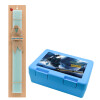 Easter Set, children's snack container BLUE & Easter aromatic flat candle (30cm) (TURQUOISE)