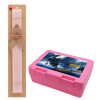 Easter Set, children's snack container PINK & scented flat Easter candle (30cm) (PINK)