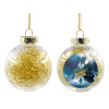 Transparent Christmas tree ball ornament with gold filling 8cm