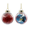 Transparent Christmas tree ball ornament with red filling 8cm