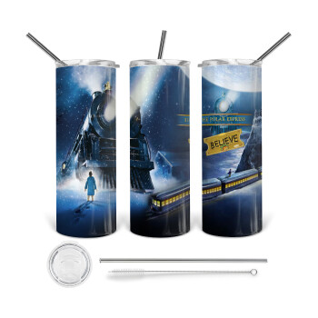 The Polar Express, Tumbler stainless steel 600ml, with metal straw & cleaning brush