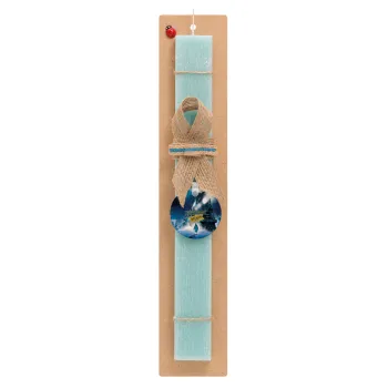 The Polar Express, Easter Set, wooden keychain & aromatic flat Easter candle (30cm) (TURQUOISE)