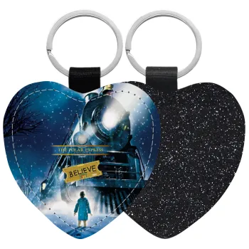 The Polar Express, Μπρελόκ PU δερμάτινο glitter καρδιά ΜΑΥΡΟ