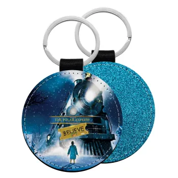 The Polar Express, Μπρελόκ Δερματίνη, στρογγυλό ΜΠΛΕ (5cm)