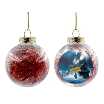 The Polar Express, Transparent Christmas tree ball ornament with red filling 8cm