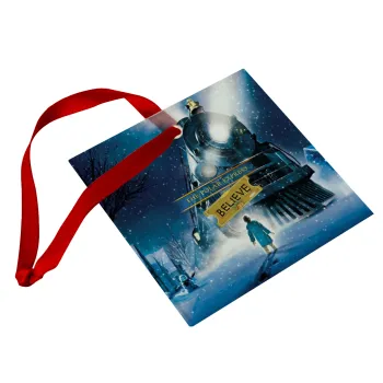 The Polar Express, Christmas ornament, glass square ornament 9x9cm